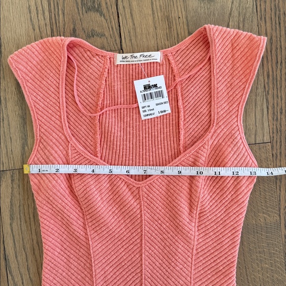 NWT We The Free Women's Boss Babe Ribbed-Knit Coral Corset Tank Top Size X-Small - Picture 6 of 11